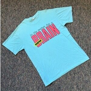 Vtg Sun Sportswear Mens XL Aqua Graphic T Shirt In‎ The Market For A NEW BRAIN